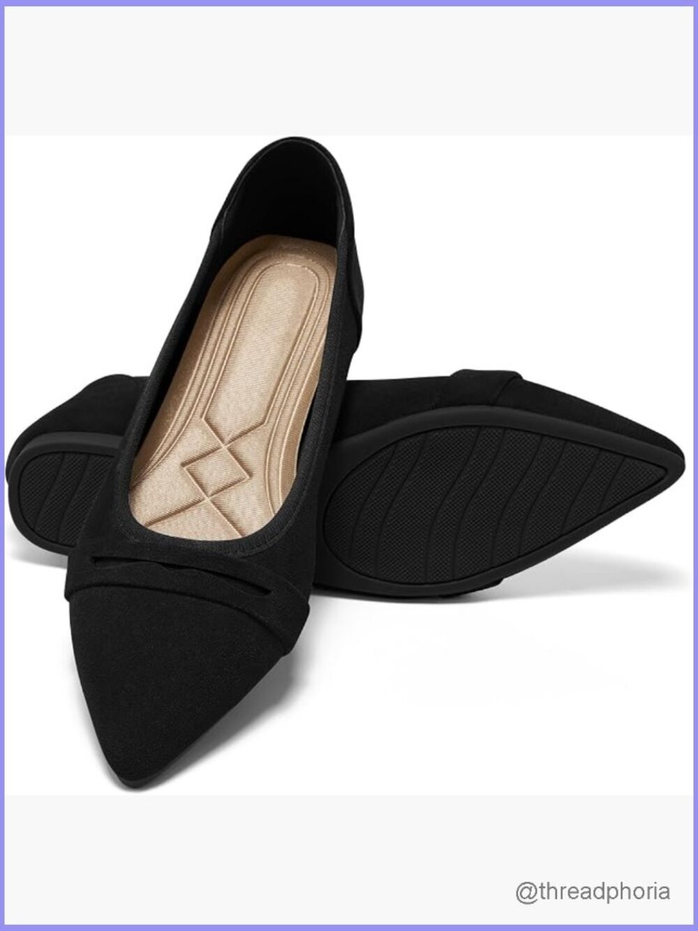 Pointed Toe Ballet Flats - Memory Foam Dress Shoes for Women